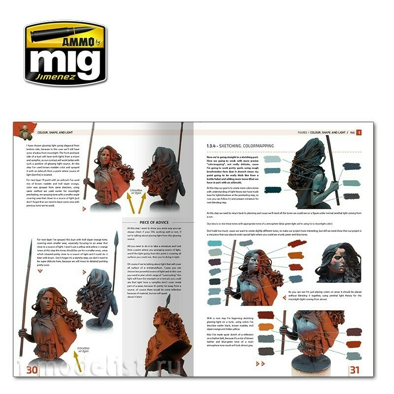 AMIG6221 Ammo Mig ENCYCLOPEDIA OF FIGURES MODELING TECHNIQUES VOL. 1-COLOUR, SHAPE, and LIGHT (English) / encyclopedia of figures. Part 1. Color, shadow and light.