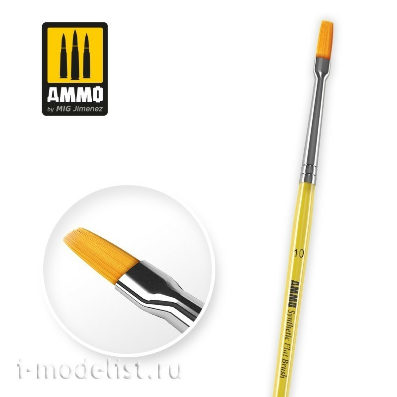 AMIG8622 Ammo Mig Synthetic Round Brush 10 / 10 Synthetic Flat Brush