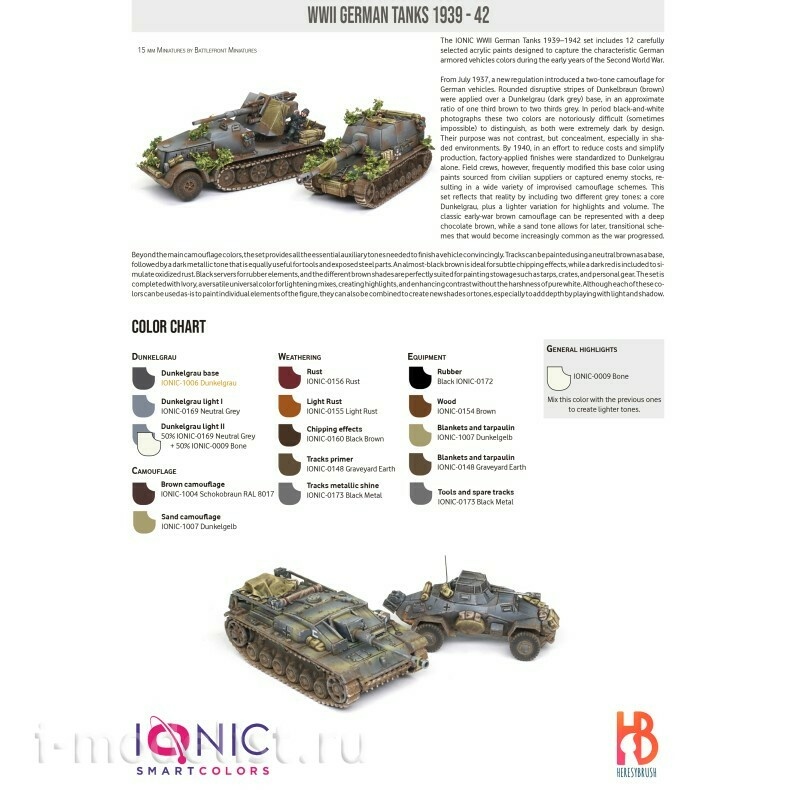 IONIC-1213 Ammo Mig Набор акриловых красок IONIC Notмецкие танки времен Второй мировой войны 1939-1942 гг. / WWII German Tanks 1939 -1942