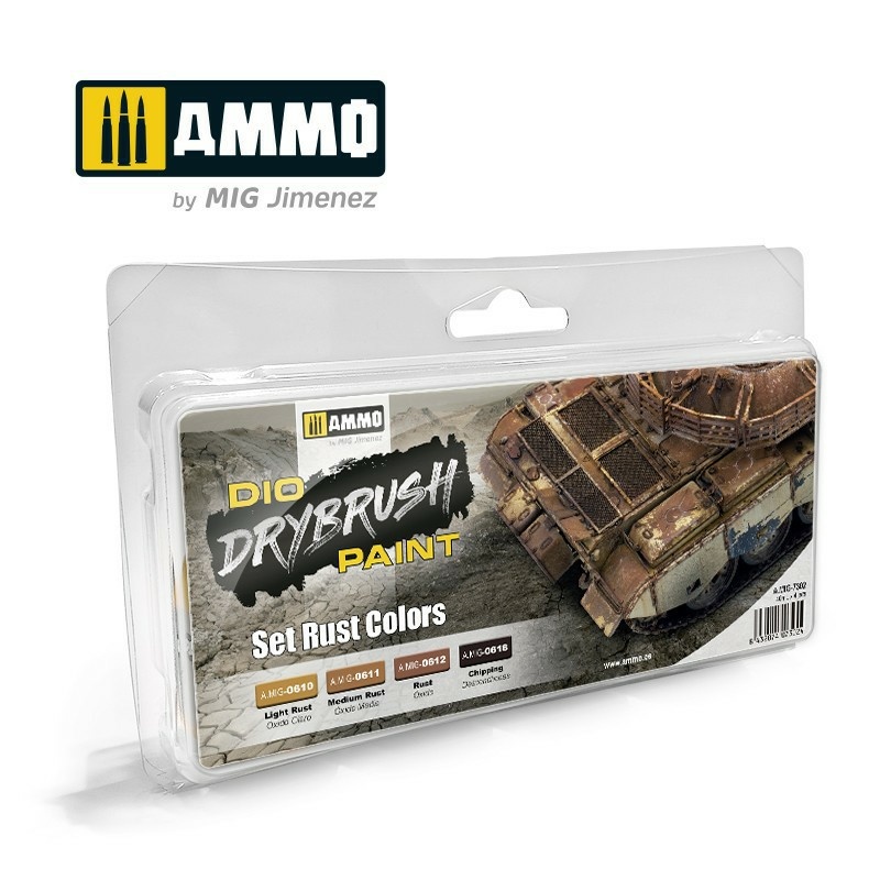AMIG7302 Ammo Mig DRYBRUSH Paint Set Rusty Colors
