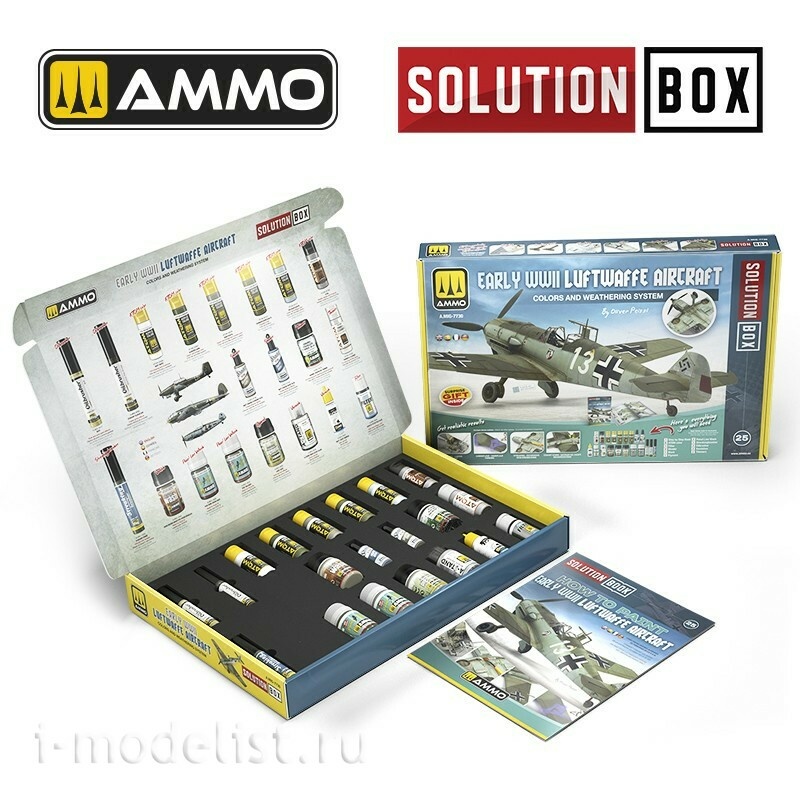 AMIG7730 Ammo Mig Набор SOLUTION BOX 25 – Aircraftы люфтваффе начала Второй мировой войны. Цвета и система везеринга / Early WWII Luftwaffe Aircraft - Colors and Weathering System