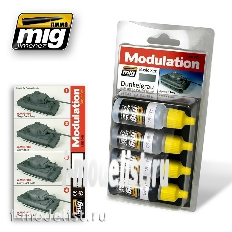 AMIG7001 Ammo Mig Set of acrylic paints DUNKELGRAU MODULATION SET (modulation of German dark gray)