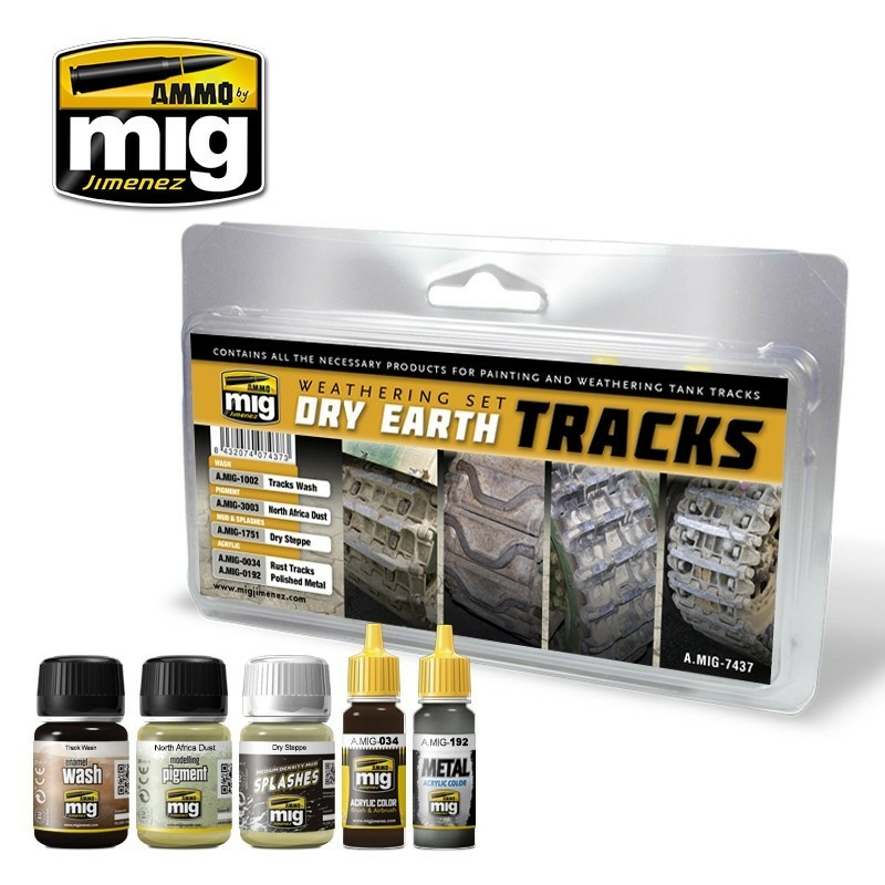 AMIG7437 Ammo Mig Dry Earth Tracks Weathering Set