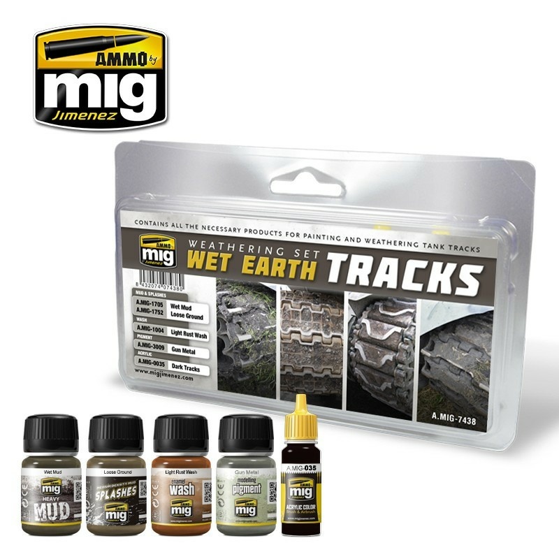 AMIG7438 Ammo Mig Wet Earth Tracks Weathering Set