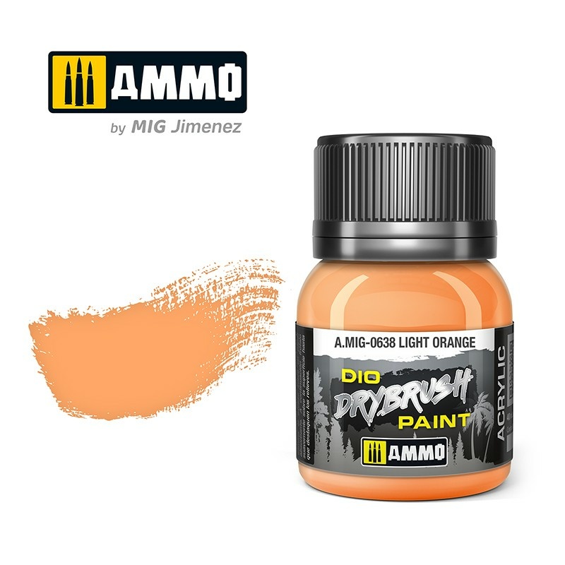 AMIG0638 Ammo Mig Paint for Dry Brush Technique DRYBRUSH Light Orange