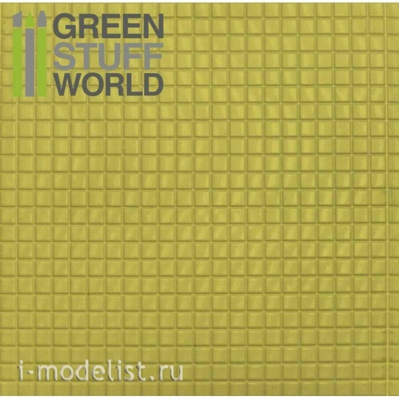 1103 Green Stuff World Plastic Sheet with texture medium squares A4 0.75 mm / ABS Plasticard-MEDIUM SQUARES Textured Sheet - A4