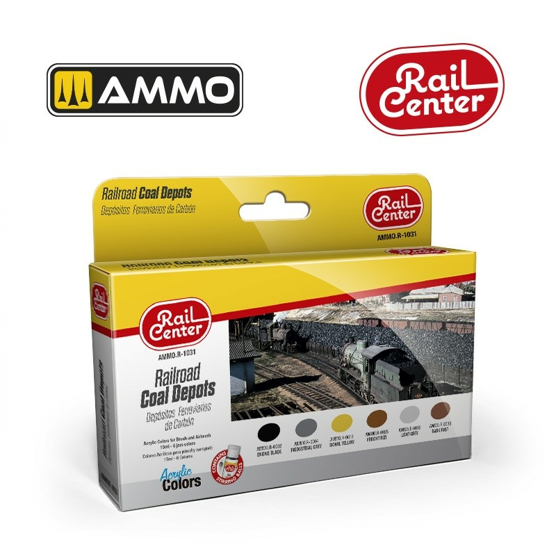 AMMOR1031 Ammo Mig Набор акриловых красок Rail Center - Железноtoрожные угольные склады / Railroad Coal Depots