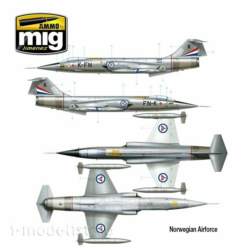 AMIG8504 Ammo Mig 1/48 Американский истребитель F-104G Zvezdafighter - Испанская, канадская, итальянская, греческая, норвежская, турецкая версии