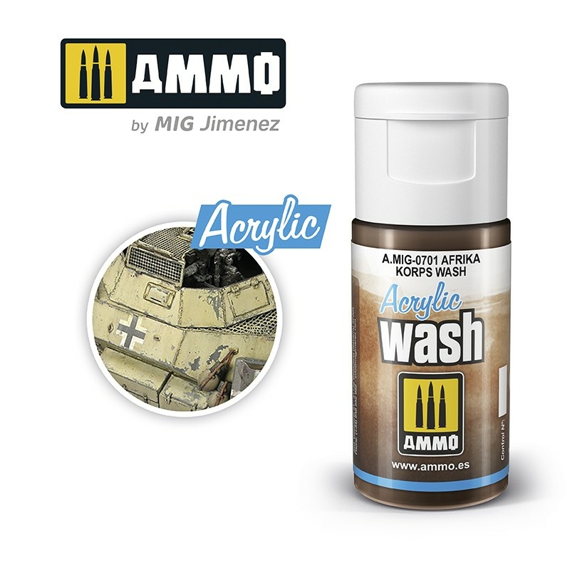 AMIG0701 Ammo Mig Acrylic Wash (Afrika Korps) 15 ml / ACRYLIC WASH Afrika Korps Wash