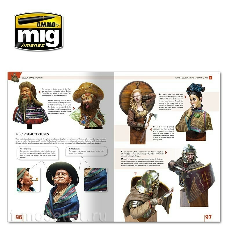 AMIG6221 Ammo Mig ENCYCLOPEDIA OF FIGURES MODELING TECHNIQUES VOL. 1-COLOUR, SHAPE, and LIGHT (English) / encyclopedia of figures. Part 1. Color, shadow and light.