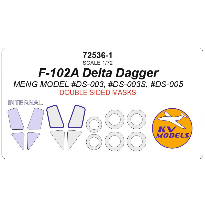 72536-1 KV Models 1/72 Paint mask for F-102A Delta Dagger - double-sided masks + masks for wheels and wheels