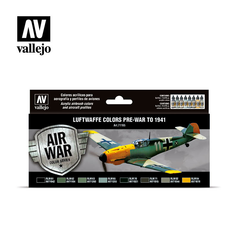 71165 Vallejo acrylic Paint `Model Air` Set Luftwaffe colors pre-war to 1941