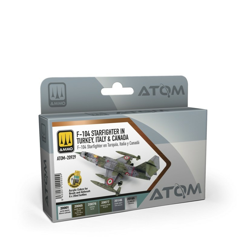 АТОМ-20929 Ammo Mig Набор красок ATOM Истребитель F-104 Zvezdafighter в Турции, Италии и Канаде / F-104 Zvezdafighter in Turkey, Italy & Canada Set