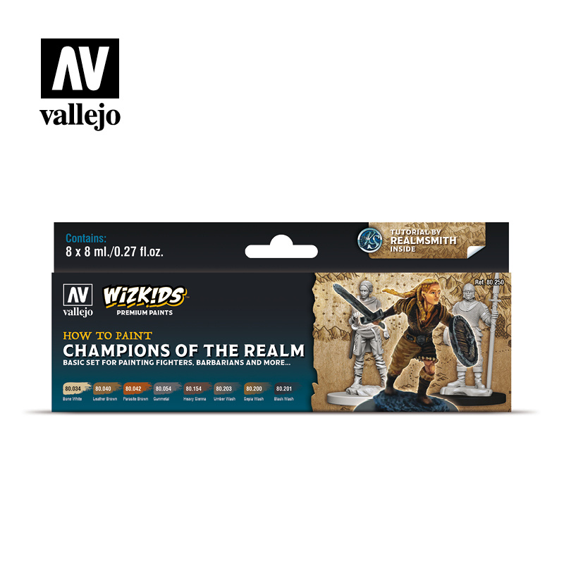80250 Vallejo CHAMPIONS OF THE REALM Set, WIZKIDS series (8 colors)