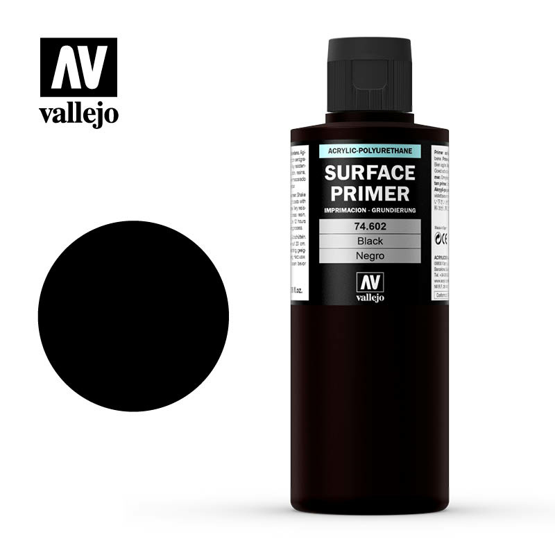 74602 Vallejo Acrylic primer-polyurethane/Black, 200ml.