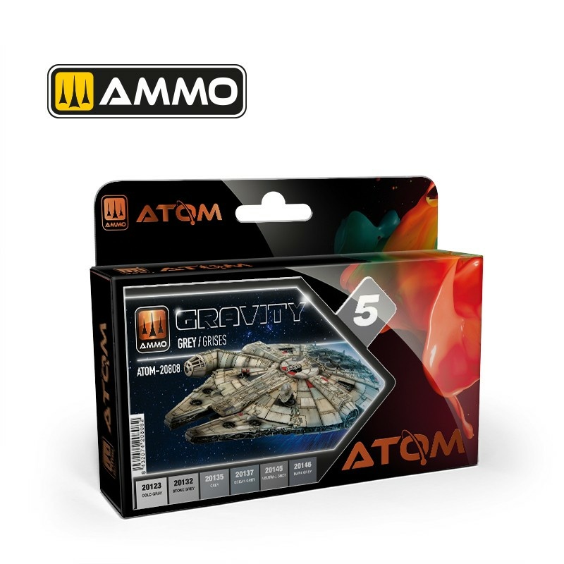 ATOM20808 Ammo Mig Набор ATOM Gravity 5 - Серый / ATOM Gravity Set 5 - Grey (6 цветов)