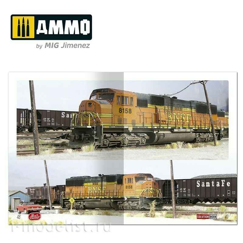 AMMOR1301 Ammo Mig AMMO RAIL CENTER SOLUTION BOOK 02 - How to Weather American Trains (English, Castellano, Français, Deutch)