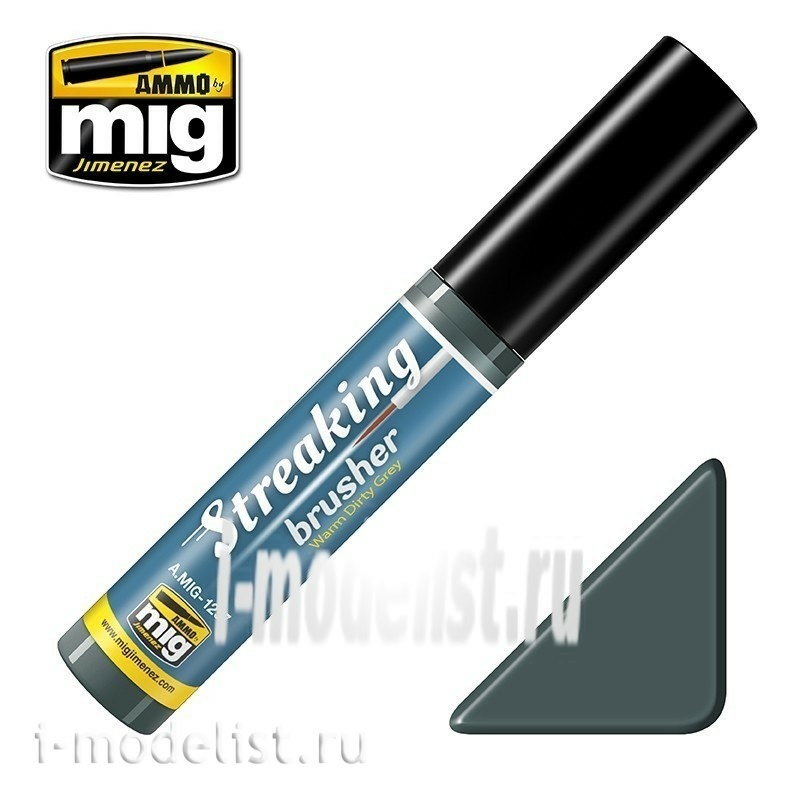 AMIG1257 Ammo Mig STREAKINGBRUSHER WARM DIRTY GREY (Paint with fine brush applicator)