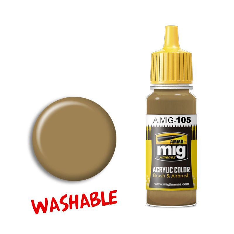 AMIG0105 Mig Ammo acrylic Paint WASHABLE DUST (RAL 8000) (wash away the dust)