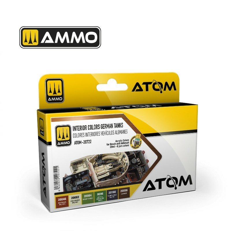 ATOM20722 Ammo Mig Набор ATOM Цвета интерьера немецких танков / ATOM Interior colors German Tanks Set (6 цветов)