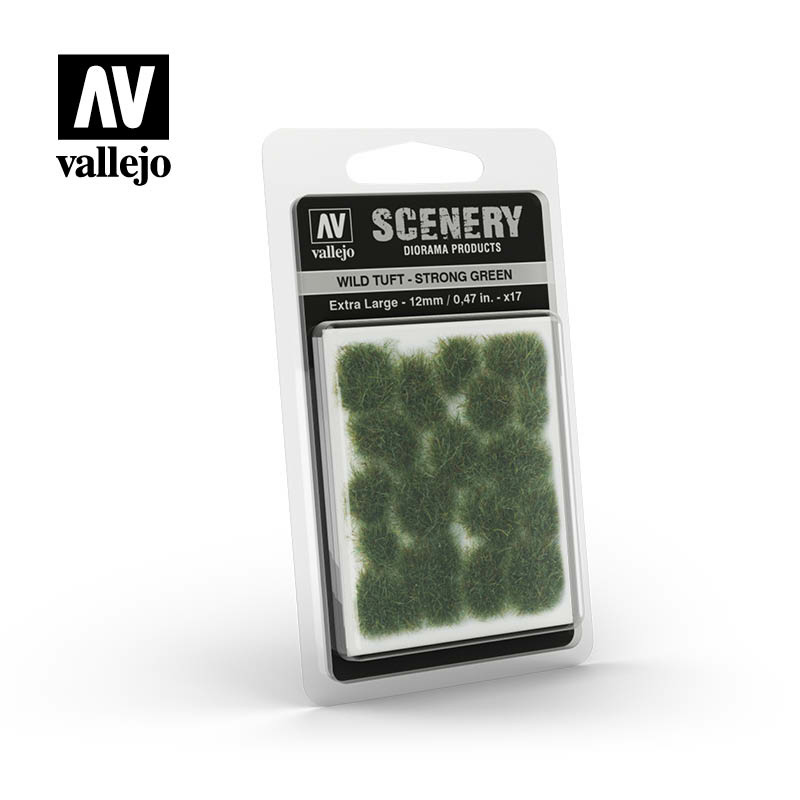SC427 Vallejo Пучки травы ярко-зеленые 12 мм / Wild Tuft – Strong Green 12 mm