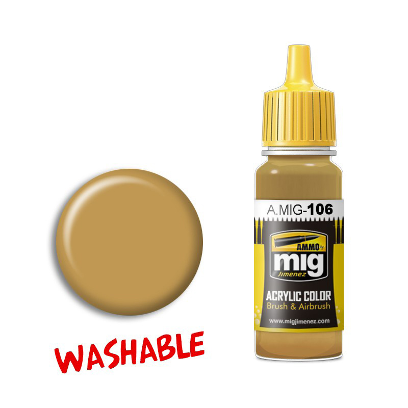 AMIG0106 Mig Ammo acrylic Paint WASHABLE SAND (RAL 8020) (wash away the sand)