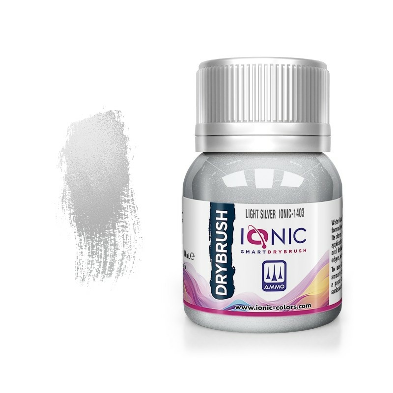 IONIC-1403 Ammo Mig Краска IONIC DRYBRUSH Светло-серебристый / Light Silver
