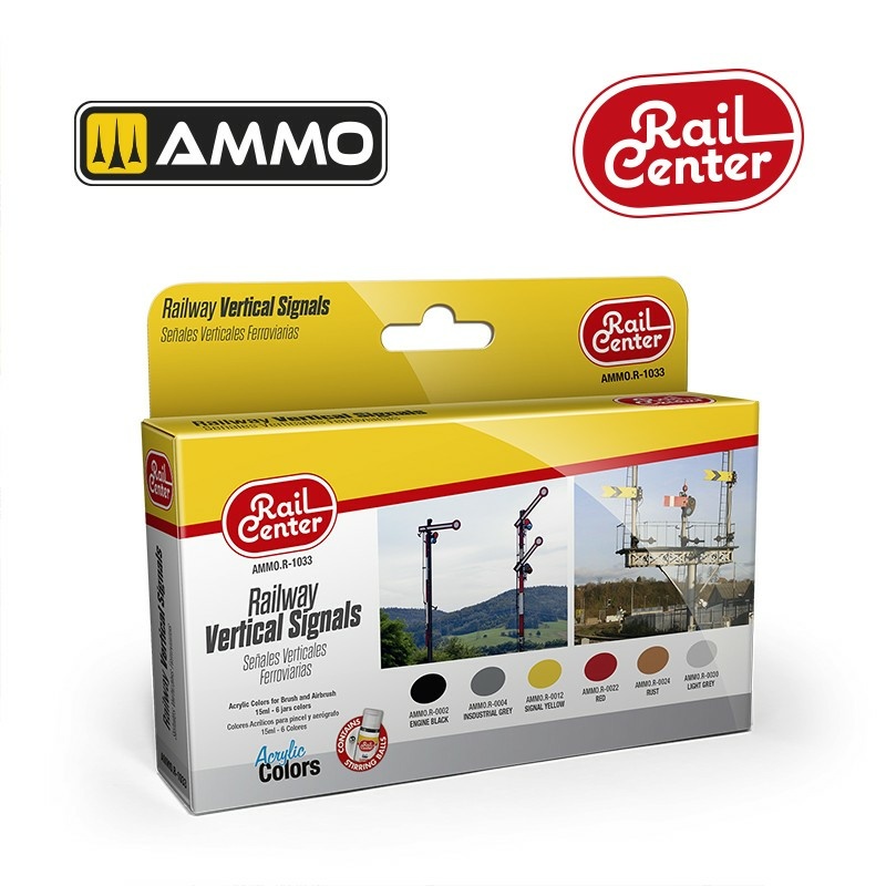 AMMOR1033 Ammo Mig Набор красок Rail Center - Железноtoрожные вертикальные сигналы / Railway Vertical Signals