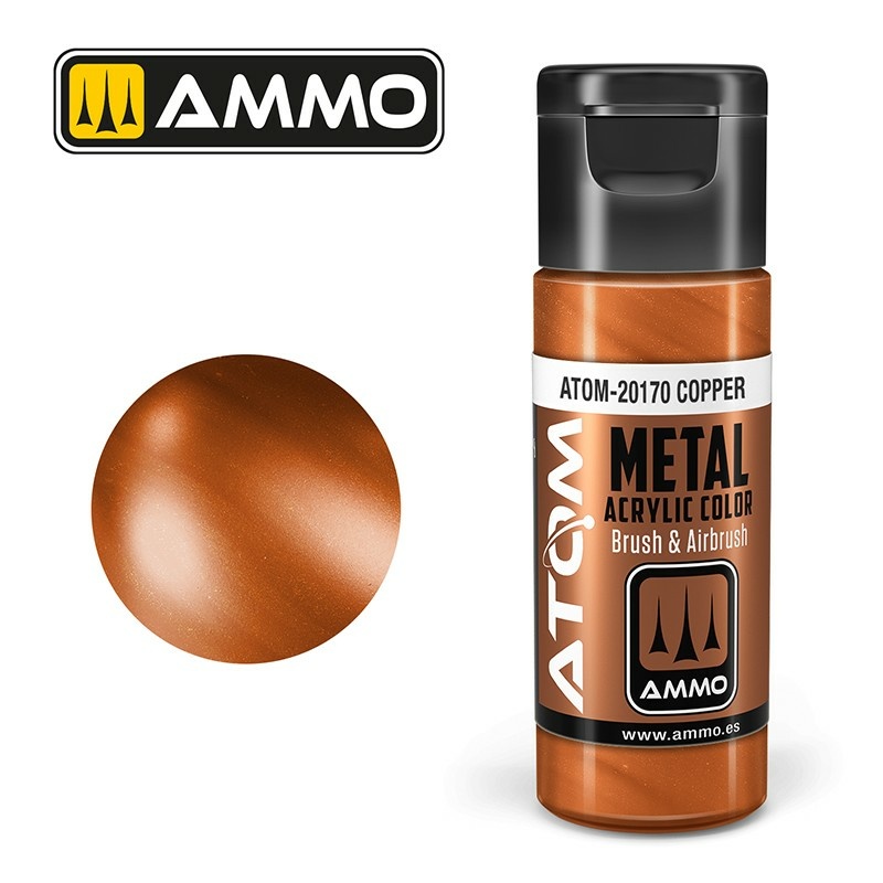 ATOM20170 Ammo Mig Акриловая краска ATOM COLOR METALLIC Медь / Copper
