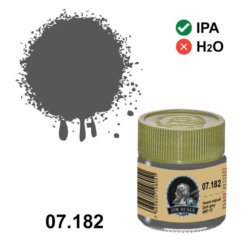 07.182 Jim Scale Alcohol paint color Dark gray AMT-12, 10 ml.