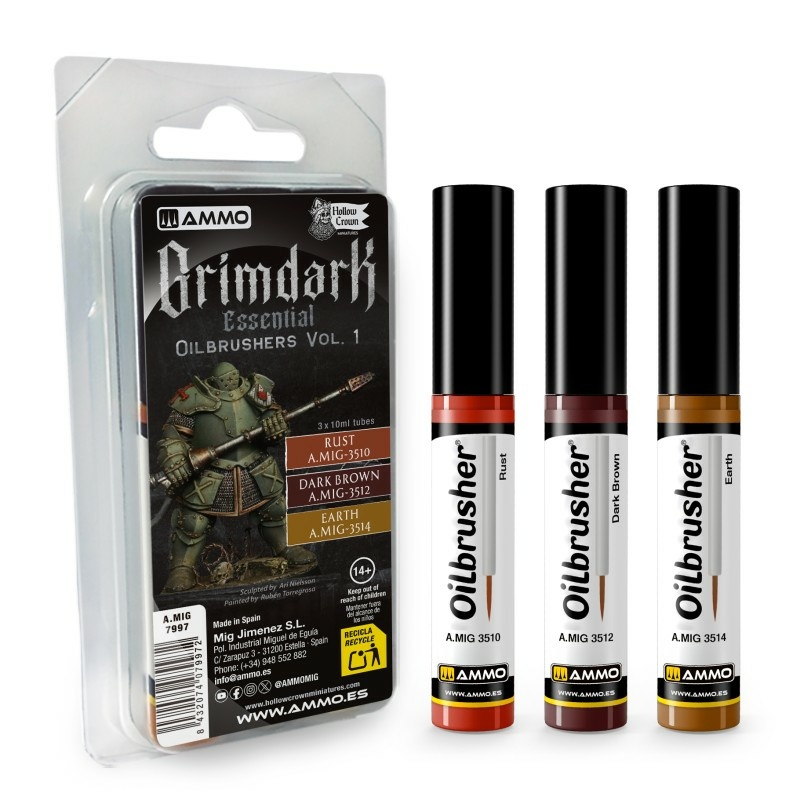 AMIG7997 Ammo Mig Набор масляных красок Grimdark Essential Oilbrushers Vol. 1
