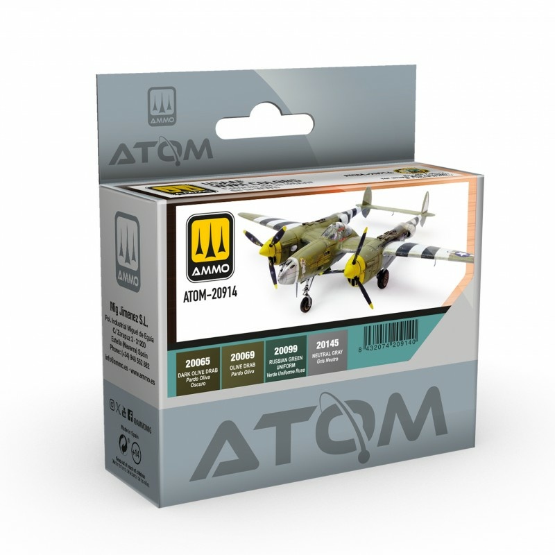 ATOM20914 Ammo Mig Набор красок ATOM Набор цветов ВВС США времен 2МВ / USAAF WWII Colors Set (4 шт.)