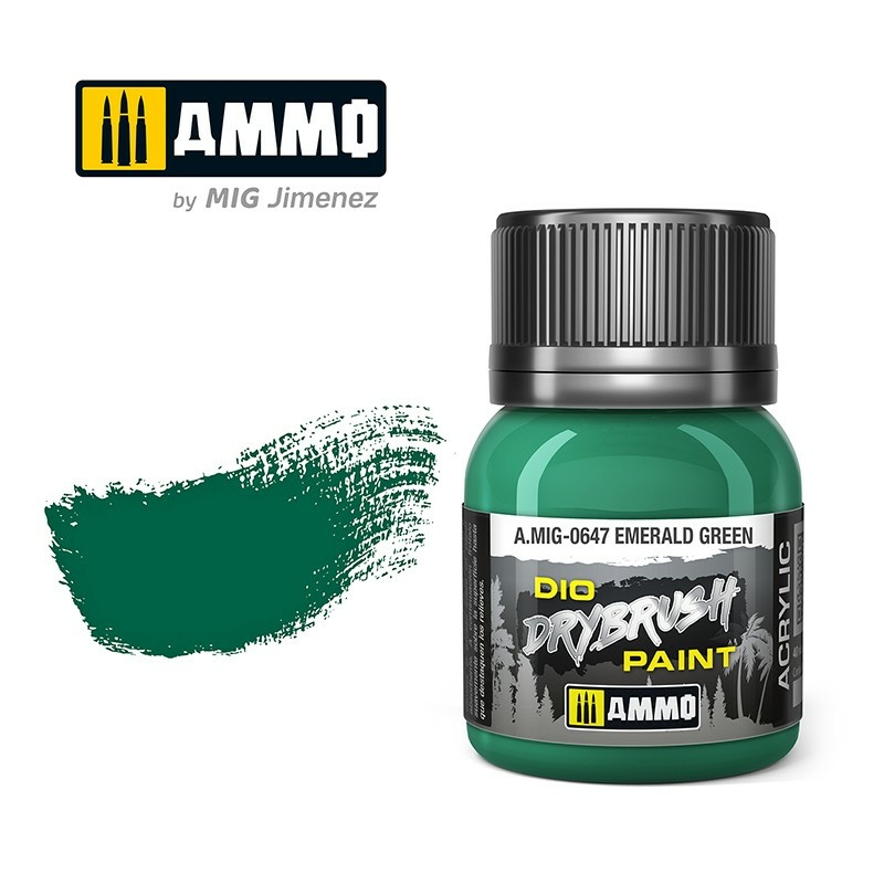 AMIG0647 Ammo Mig Paint for Dry Brush Technique DRYBRUSH Emerald Green