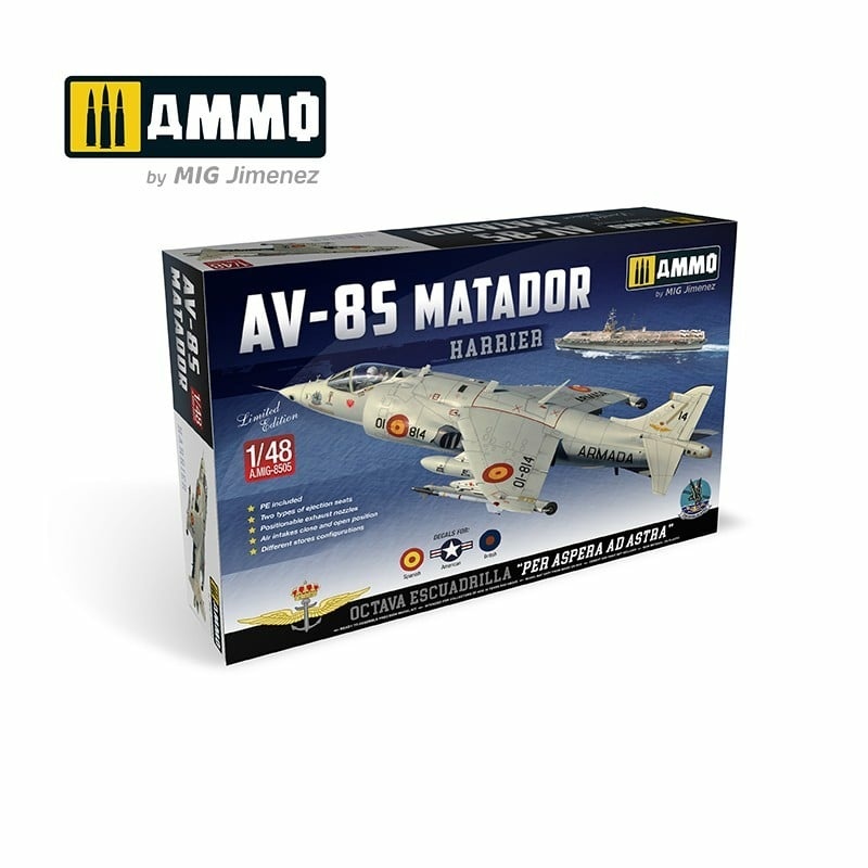 AMIG8505 Ammo Mig 1/48 Британский истребитель Harrier AV-8S Matador - Испанская, американская, британская версии