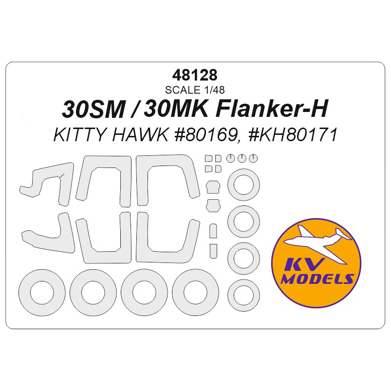 48128 KV Models 1/48 С-30CM / -30MK Flanker-H (KITTY HAWK #80169, #KH80171) + masks for wheels and wheels