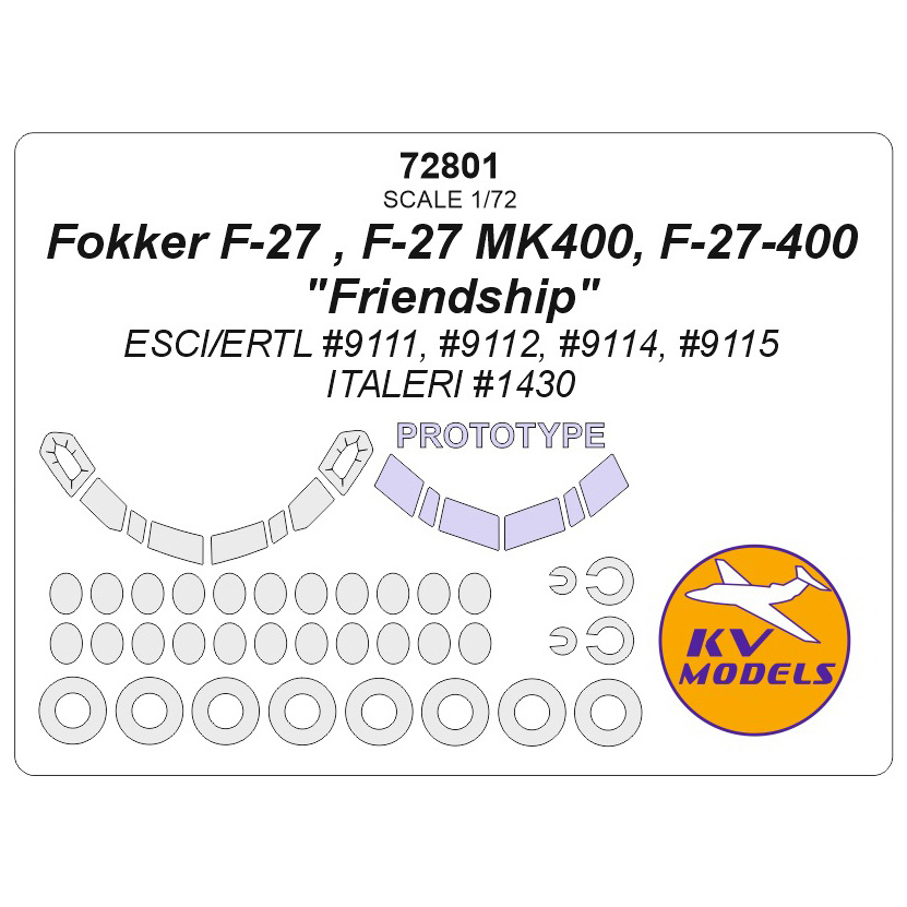 72801 KV Models 1/72 Fokker F-27 , F-27 MK400, F-27-400 