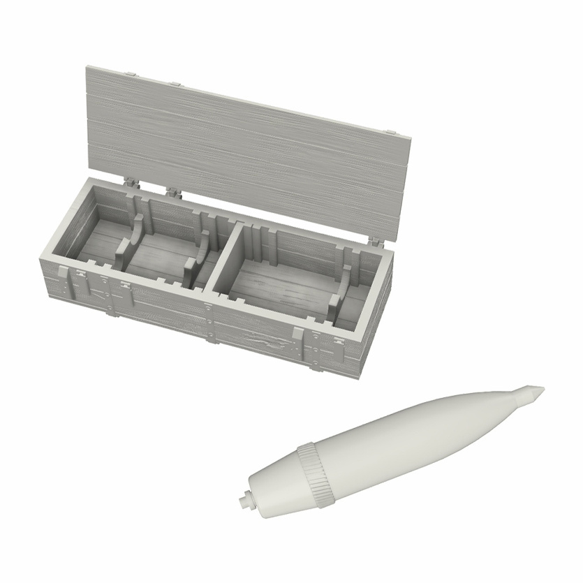 im35143 GE Models 1/35 Снаряды 120 мм 3ОФ68 (2 ящика, 4 снаряда + декаль)