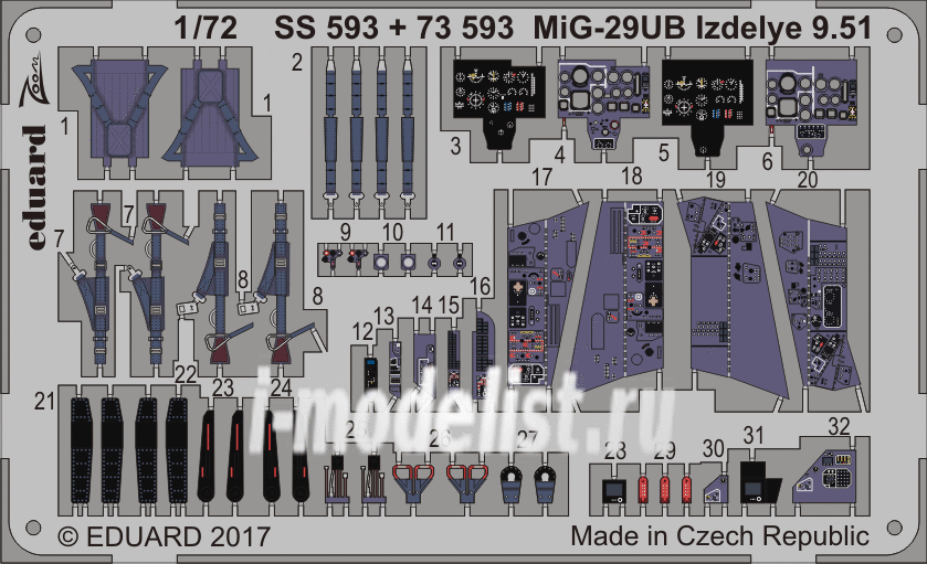 73593 Eduard 1/72 photo etched parts for MIK-29UB 9.51 the Product