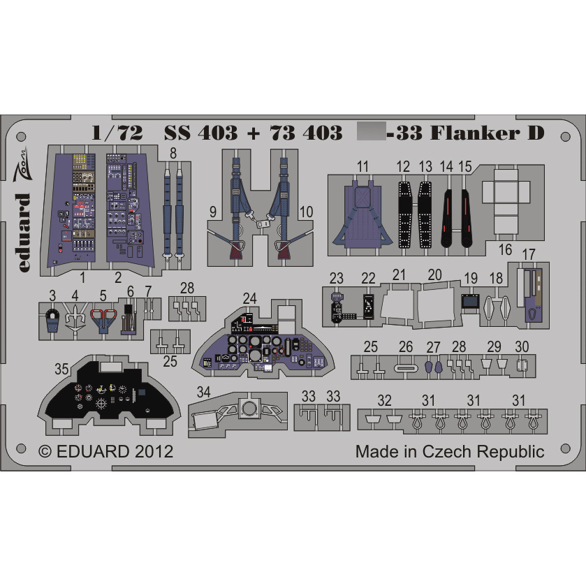 73403 Eduard photo etched parts for 1/72 С-33 Flanker D S. A.
