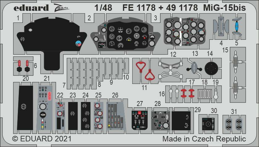 FE1178 Eduard 1/48 Набор фfromfromравления для MiG-15bis