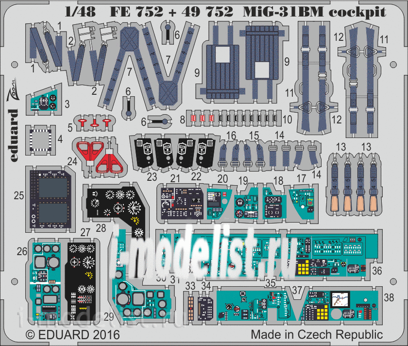 49752 Eduard 1/48 photo etched parts for MiG-31BM