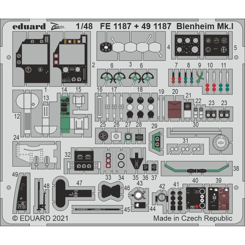 FE1187 Eduard 1/48 Photo Etching for Blenheim Mk. I