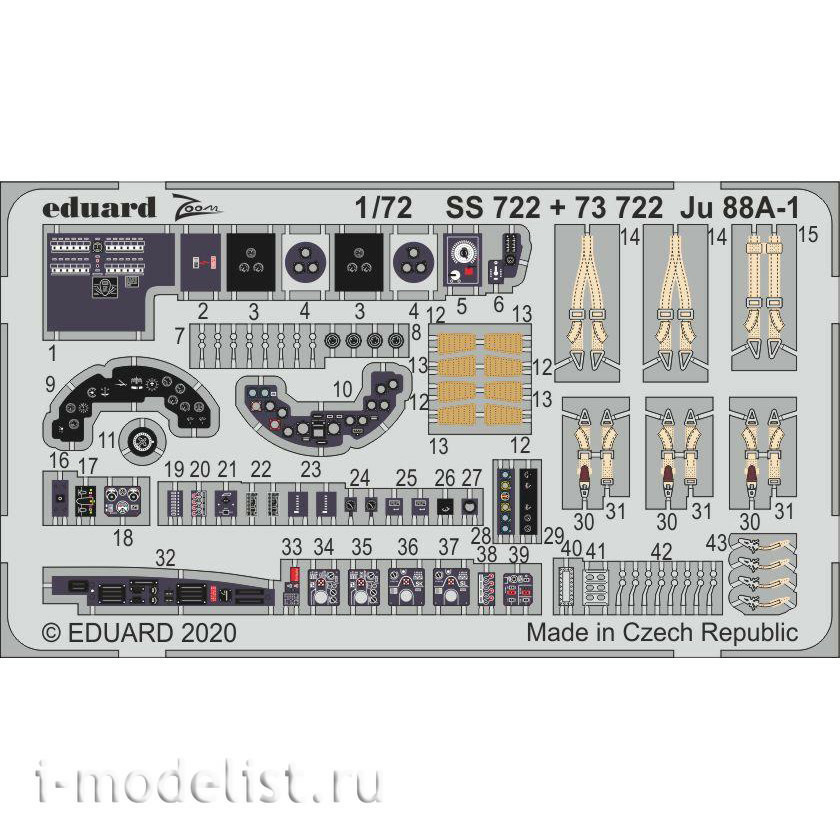 73722 Eduard photo etched parts for 1/72 Ju 88A-1, interior