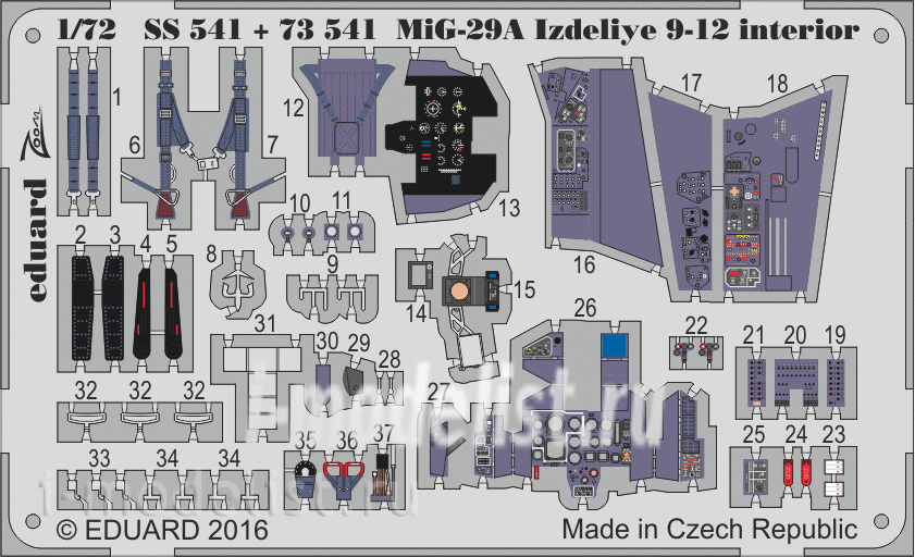 SS541 Eduard 1/72 photo etched parts for MiG-29A 9-12 Izdeliye interior