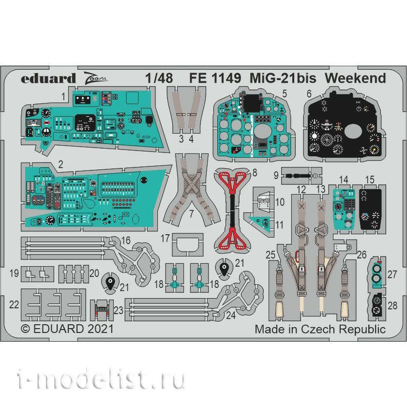 FE1149 Eduard 1/48 Photo Etching for MiGG-21bis Weekend