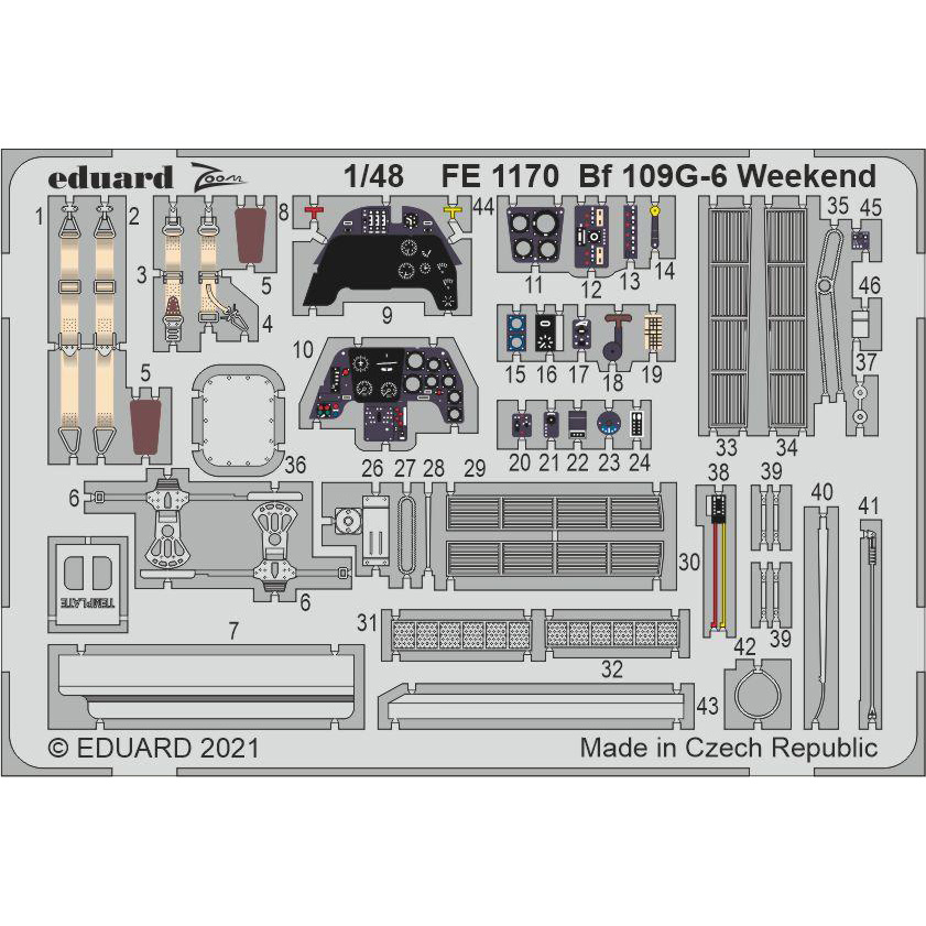 FE1170 Eduard 1/48 Photo Etching for Bf 109G-6 Weekend