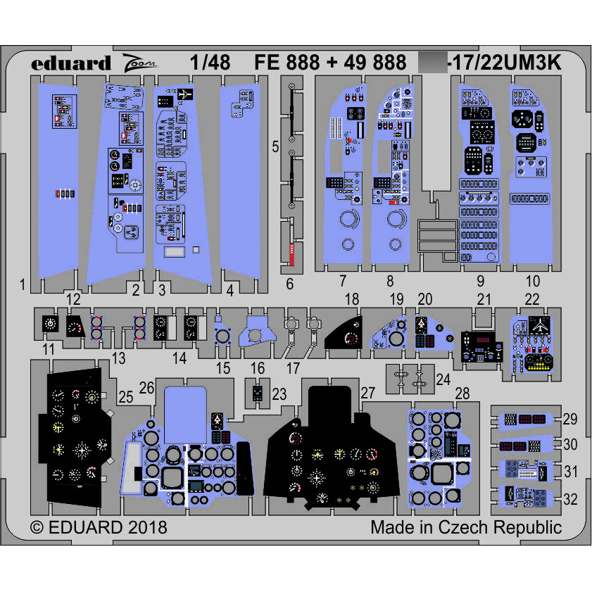 FE888 Eduard 1/48 Photo Etching for С-17/22UM3K Model