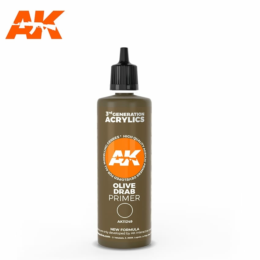 AK11249 AK Interactive Olive-gray primer, 100 ml / OLIVE DRAB SURFACE PRIMER 100ML