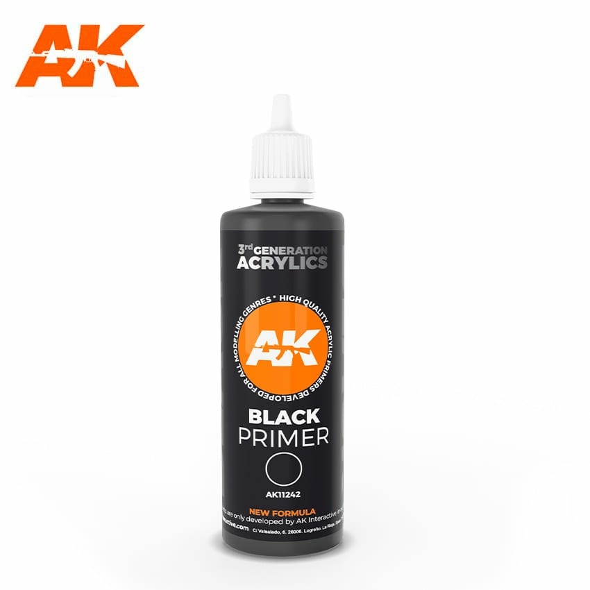 AK11242 AK Interactive Black primer, 100 ml / BLACK PRIMER 100ML