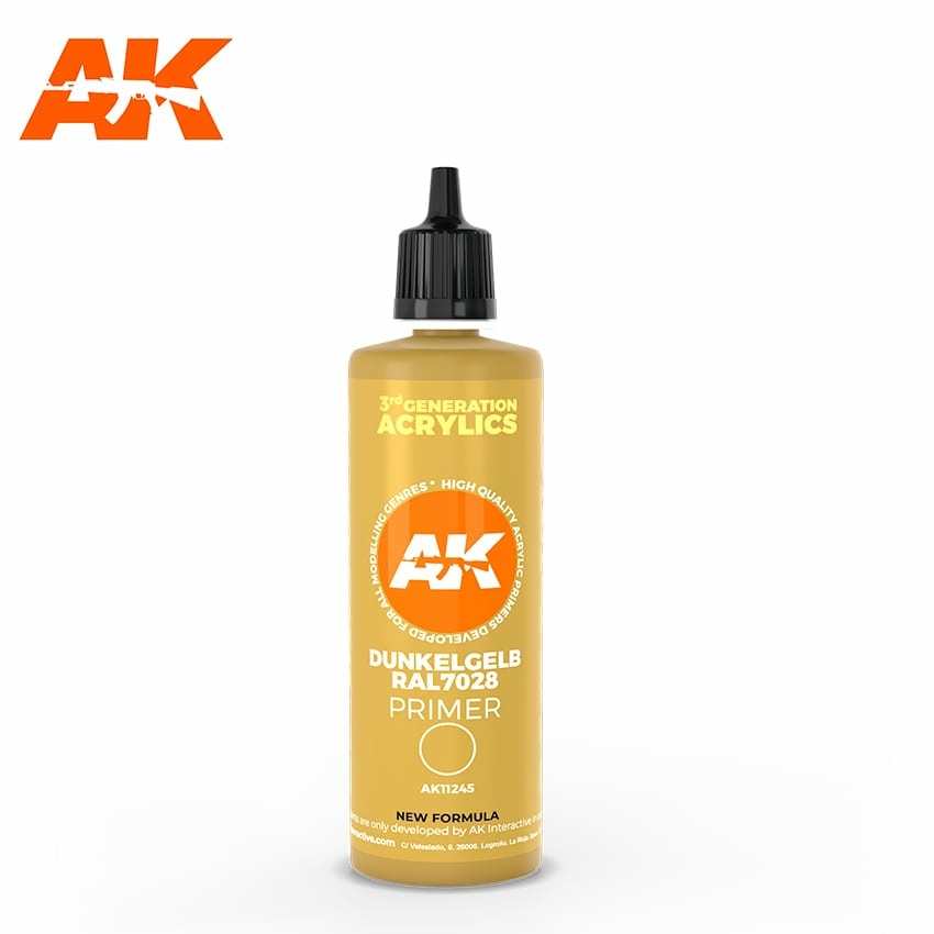 AK11245 AK Interactive DUNKELGELB RAL 7028 Dark yellow primer, 100 ml / DARK YELLOW SURFACE PRIMER 100ML